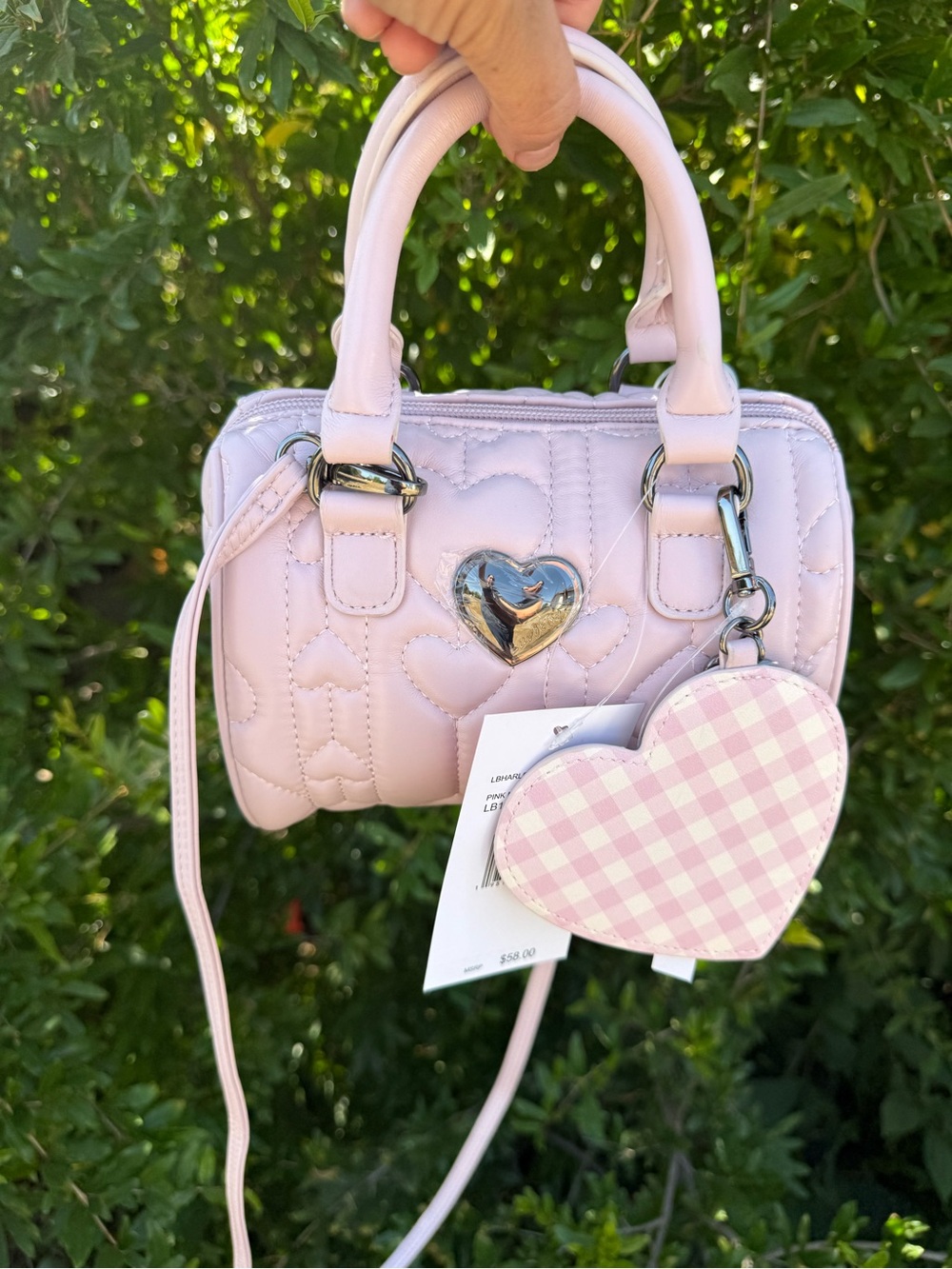 Betsey Johnson Quilted Heart Crossbody Handbag
